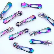 HEVSTIL 10-Pack #5 Rainbow Zipper Replacement Metal Sliders Pull for Luggages Purses Bags Bulk