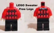 New LEGO Sweater Torso and LEGS Black RED Argyle Holiday Christmas Warm Seasonal