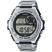 在飛比找蝦皮商城優惠-CASIO 卡西歐 10年電力金屬風計時手錶-銀 MWD-1