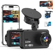 Dash Cam Front and Rear, 4K Dash Cam with 64GB Card, 5G WiFi Dual Car Camera for Cars, 3" IPS Dashcam with APP Control, USB Charger, 24H Parking Mode, G-Sensor, Night Vision, WDR, 170° Wide Angle