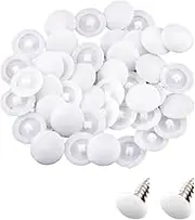 100PCS White Screw Cover Caps, Cross Head Screw Caps White, Decorative Screw Covers White, Snap-In Cover Caps Fit Phillips Screw, Plastic Screw Covers for Furniture, Wardrobe