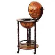 16th Century Wood Globe Wine Bar Stand - Color: Dark Red