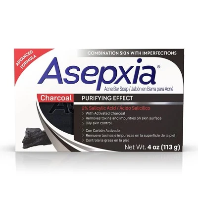 Asepxia with Activated Charcoal Purifying Effect Acne Treatment Bar Soap with Sa