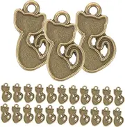 [GLSTOY] 100Pcs Retro Cat Pendants for DIY Jewelry Small Alloy Cat Charms Versatile Necklace Accessories for Crafts and Fashion