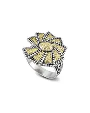 Samuel B. 18K & Silver Hammered Wheel Ring