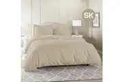 Super King Size Linen Color 1000TC 100% Cotton Quilt Doona Duvet Cover Pillowcase Set
