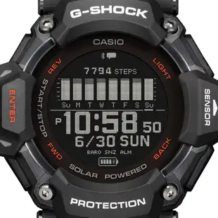 CASIO 卡西歐(GBD-H2000-1A) G-SHOCK 太陽能藍芽GPS心率監測多功能運動錶-黑橘