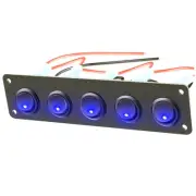 Car 5 Gang Circuit Blue LED Toggle Rocker Switch Panel Breaker Truck Boat Marine (for: Honda Civic)