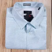 Ted Baker London Shirt Men Size 7 Semi Plain Linen Short Sleeve NWT $160