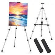 Portable Art Painting Easel Stands - Adjustable Display Artist Silver-2pack