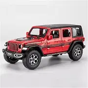 Die-cast 1:22 for Jeep Wrangler SUV Model Car Diecast 7 Doors Opened Sound Light Pull Back Simulated Mini Off-Road Vehicle Miniature Vehicle(Red)
