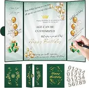 Pranski Green 1st-99th Happy Birthday Party Decorations 18"x12" Birthday Guest Book for Men Women Suitable for All Ages Birthday Gifts Birthday Card
