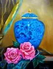 ART DECO, HAWAII ARTIST "BLUE URN STILL LIFE" ONE OF A KIND