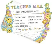 FYSUIMU 50Pcs Smile Face Teacher Mail Notes to Parents Cute Mail Postcards Classroom Good Behavior Incentive Motivational Cards to Send Home for Preschool Kindergarten Elementary