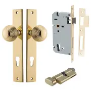 Guildford Knob Rect Backplate Entrance Kit w Lock K/T