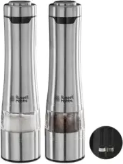 Stainless Steel Electric Salt & Pepper Mill Set with Adjustable Ceramic Grinder