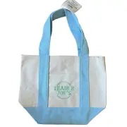 Trader Joe’s Pastel Blue Mini Canvas Tote Bag ICONIC Beach NEW NWT
