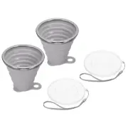 2pcs Collapsible Water Bottle, 270mL Folding Cup with Lid, Gray