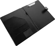COHEALI A4 Portfolio Organizer PU Leather Portfolio Folder with Clipboard Interview Legal Conference Document Organizer Business Card Holder Phone Pouch Writing Pad