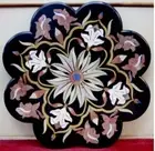 24" Round Black Marble Coffee Table Top Gemstone Bedside Furniture Room Decors