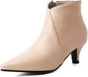 [JIEEME] Synthetic Sexy Pointed Toe Stiletto Zipper Mid Heel with 5 cm Ankle Casual Boots for Women Big Size 35-46 T10-22
