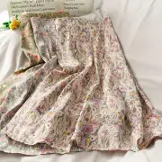 Flowers Pattern A Line Skirt