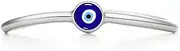 [PERIMADE] Gold Plated Evil Eye Band Ring, Solid 925 Sterling Silver Turkish Enamel Blue Eye Stackable Band Ring for Women, Hypoallergenic Minimalist Stacking Ring Trendy Birthday Jewelry Gift, Size 6-8