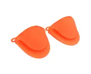 2Pcs Silicone Oven Gloves Kitchen Oven Warm Mitts Heat Resistant Potholders For Baking Protector Orange