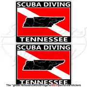 TENNESSEE SCUBA DIVING Flag-Map Shape USA Rectangular Stickers, Decals 75mm x2