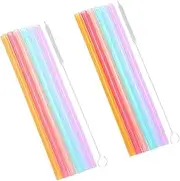 12Pcs 8 mm Silicone Straws with 2 PCS Cleaning Brushes,Colorful Reusable Drinking Straws Flexible Long Straws,Silicone Drinking Straws Set Flexible Drinking Straws with Brush Long Straws