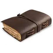 Leather Journal-Vintage Leatherbound Journal - Handmade Antique Deckle Edge P...