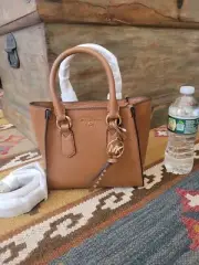Michael Kors Kris Small Pebble Leather Satchel Crossbody Bag Luggage