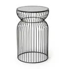 E Style Huxley 61cm Metal/Glass Tall Side Table Round Home Furniture Black