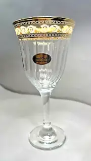 Set Of 6 Vintage Classic Touch Gold Rimmed Italian Water / Wine Glasses