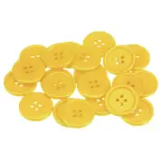50pcs 40L Sewing Buttons 1" Resin Round Flat 4-Hole Craft Buttons, Yellow
