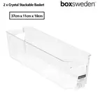 2 x Clear Fridge Pantry Organiser Stackable Kitchen Cabinet Storage Tray Basket