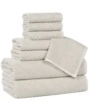 Superior Amelia Medium Weight Diagonal Stripes 8pc Towel Set
