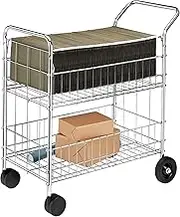 Fellowes Chrome-Plated Steel Wire Mail Cart with Upper and Lower Baskets (40912)