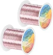 uxcell 2-Rolls 0.2mm Jewelry Wire, 32 Gauge 328FT Craft Wire Copper Beading Wire for Jewelry Making/Planting/Weaving/DIY Crafting, Soft Metal Wires [100M, Rose Golden]