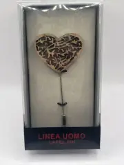 Linea Uomo Wood Heart Shaped Lapel Pin- New w/ Tags
