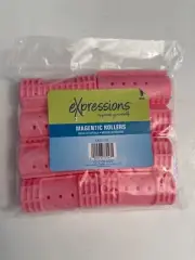 Expressions Magentic Rollers Hair Curlers Pink 8pcs Unopened