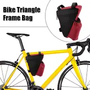 Triangle Frame Bag with Bottle Holder Storage Bag Fit for Mountain Bicycle Red