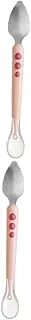 Yardenfun 2pcs Toddler Cutlery Set Baby Fruit Puree Spoon Double Head Silicone Feeding Utensil for Baby Led Weaning Safe Comfortable to Hold Portable Travel Spoon