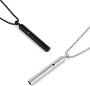 LAMKHOO Breathing Necklace for Anxiety Relief Breathlink Quit Smoking Vaping Necklace Stop Smoking Aids Fidget for Smoking Cessation Fum Vaporless Smokeless Inhaler for Adult Women Men (Black&Silver)