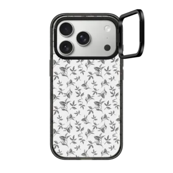 iPhone 17 Pro Impact Ring Stand Case MagSafe Compatible Minimalist black white watercolor foliage floral