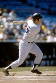 Catcher Thurman Munson New York Yankees swings and watches the fl- 1974 Photo