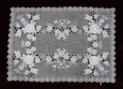 Organza Embroidery Handmade Flower Silver White Placemat Runner Wedding Bridal