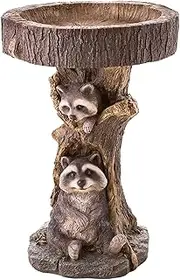 Generic Raccoon Statue Figurine Garden Bird Bath Bowl Outdoor Resin Feeder for Wildbird Drinking Housewarming Outside Balcony Railing