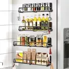 Magnetic Spice Rack for Refrigerator, 4 Pack Magnetic Fridge Shelf with Hooks...