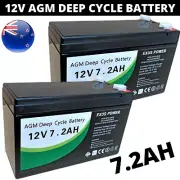2 x 12V 7.2Ah AGM Deep Cycle Battery rechargeable SLA Alarm Same Size as 7Ah 9Ah
